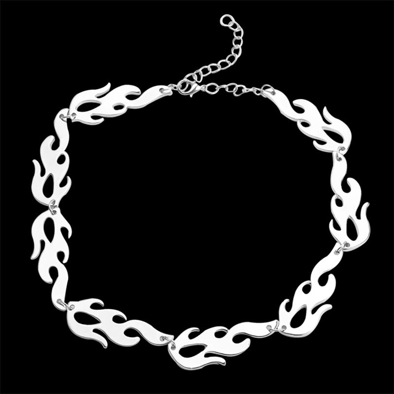 Hip-Hop Harajuku Flame Choker Necklace Cool Street Style Boy Girl Punk Charm Jewelry Goth Rock Party Jewelry