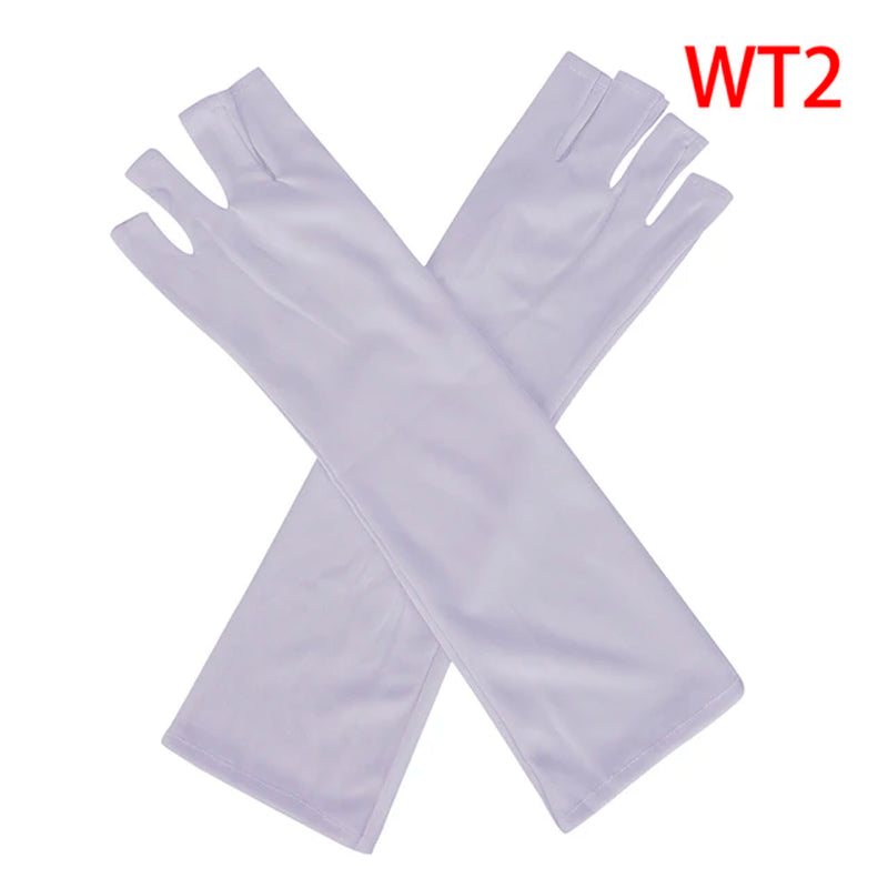 "Ultimate UV Protection Open-Toed Gloves for Flawless Nail Art - 1 Pair (25/40Cm)"