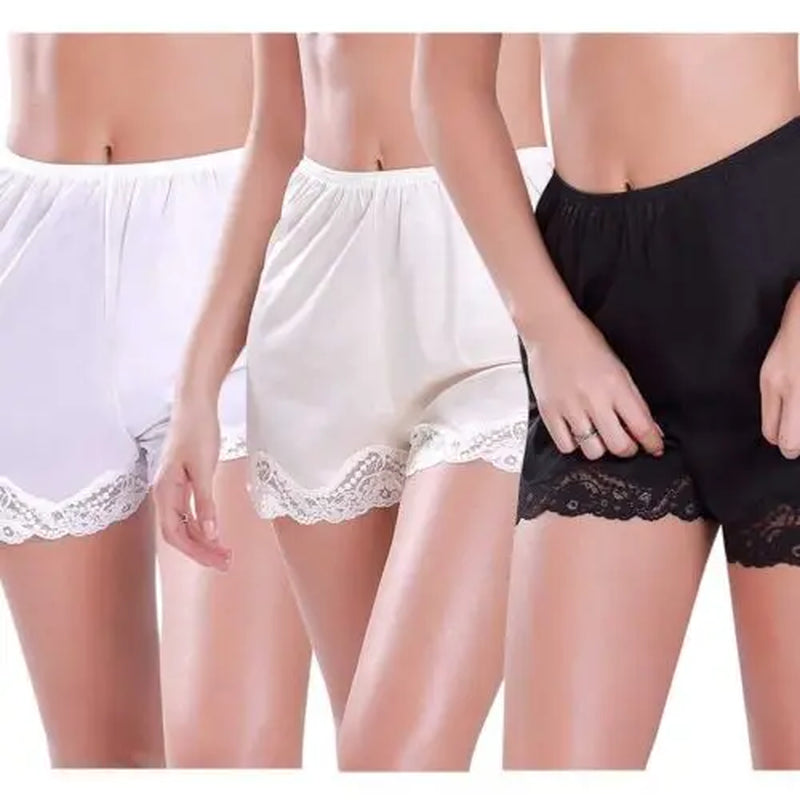 Women Snip-It Satin Lace Pettipants Half Slips Bloomers Shorts Lace Safety Short Pants Underwear Trousers Sleeping Shorts Summer