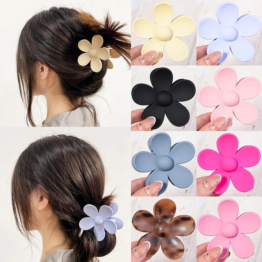 Hair Claw Clip for Women Girls Korea Flower Shapebarrette Crab Hair Claws Ponytail Hairpins Bath Barrette Headwear Accessories