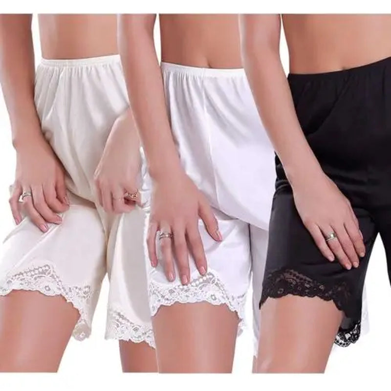 Women Snip-It Satin Lace Pettipants Half Slips Bloomers Shorts Lace Safety Short Pants Underwear Trousers Sleeping Shorts Summer